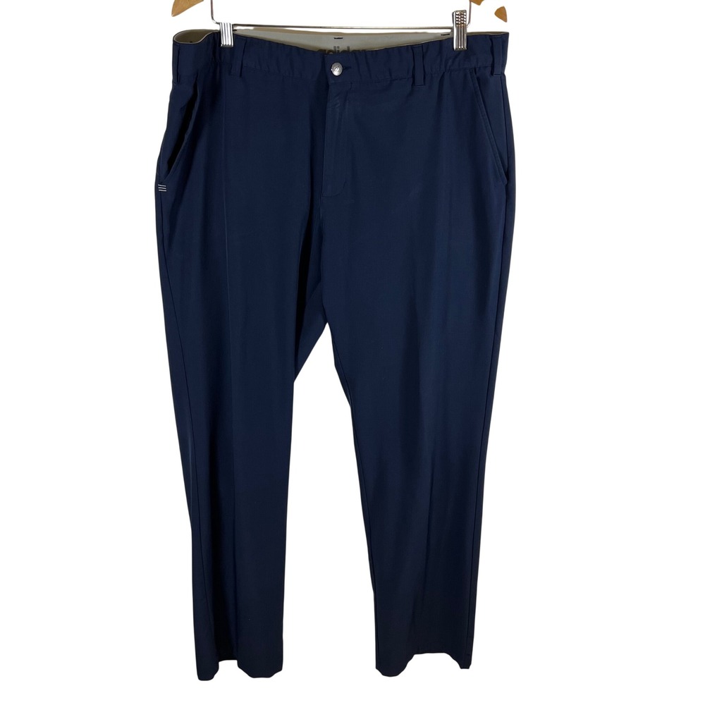 Adidas Golf Pants Mens 38x34 Navy‎ Blue Performance Stretch Flat Front Trousers